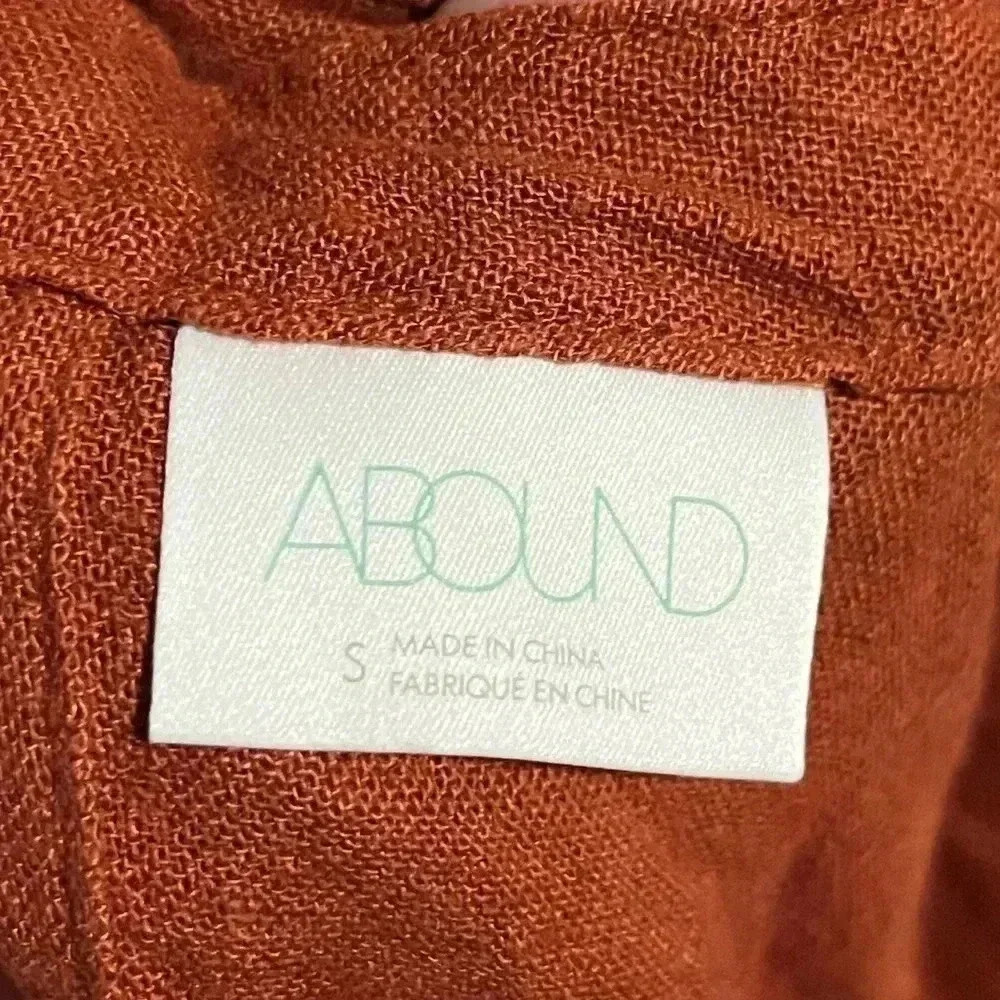 ABOUND Burnt Orange linen sleeveless shorts romper -tie in back - Size Small - Picture 5 of 7